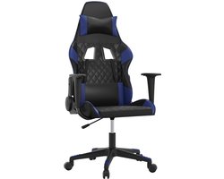 vidaXL - Massage - gamestoel - kunstleer - zwart - en - blauw