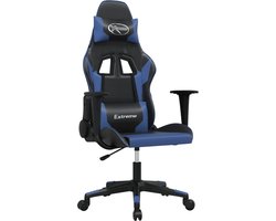 vidaXL Massage Gamestoel - Kunstleer - Zwart en Blauw Gamestoel - Kantoorstoel - Massagefunctie - Ergonomische Stoel - Kunstleder