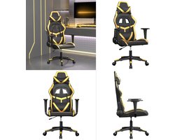 vidaXL - Massage - gamestoel - kunstleer - zwart - en - goudkleurig