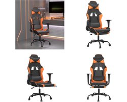 vidaXL - Massage - gamestoel - met - voetensteun - kunstleer - zwart - en - oranje