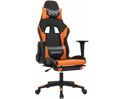 vidaXL - Massage - gamestoel - met - voetensteun - kunstleer - zwart - en - oranje