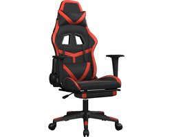 vidaXL - Massage - gamestoel - met - voetensteun - kunstleer - zwart - en - rood