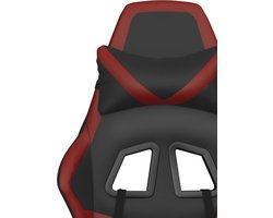 vidaXL - Massage - gamestoel - met - voetensteun - kunstleer - zwart - en - wijnrood
