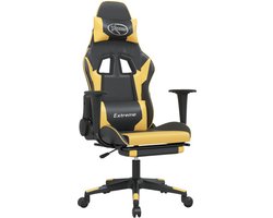 vidaXL - Massage - gamestoel - met - voetensteun - kunstleer - zwart/goudkleurig