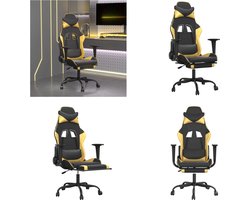 vidaXL - Massage - gamestoel - met - voetensteun - kunstleer - zwart/goudkleurig