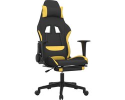 vidaXL - Massage - gamestoel - met - voetensteun - stof - zwart - en - geel