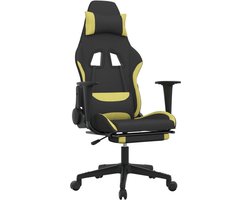 vidaXL - Massage - gamestoel - met - voetensteun - stof - zwart - en - lichtgroen