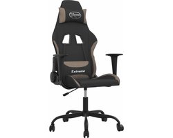 vidaXL - Massage - gamestoel - stof - zwart - en - taupe