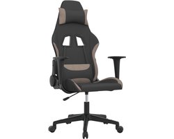 vidaXL - Massage - gamestoel - stof - zwart - en - taupe