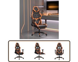 vidaXL Massage Gamestoel - Voetensteun - Zwart/Oranje Gamestoel - Gamingstoel - Massagefunctie - Verstelbare Rugleuning - Kunstleder