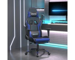 vidaXL Massage Gamestoel - Zwart/Blauw - Met Voetensteun Gamestoel - Gamingstoel - Esports Stoel - Ergonomische Stoel - Massage Functie