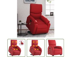 vidaXL Massage Stoel - Sta Op Massage Fauteuil - Sta-op-massagestoel verstelbaar kunstleer rood - Relaxfauteuil - Ergonomisch Zitten - Elektrisch Massager