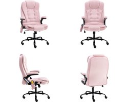 vidaXL Massagekantoorstoel fluweel roze - Bureaustoel - Bureaustoelen - Massage Kantoorstoel - Massage Kantoorstoelen