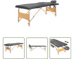 vidaXL Massagekussens - Massagetafel - Massagetafel met 2 zones 186x68 cm houten frame antraciet - Ergonomische Stoffering - Professionele Massagetafel - Therapeutenstoel