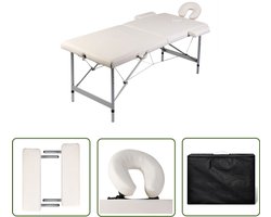 vidaXL Massagekussens - Massagetafel - Massagetafel met 2 zones inklapbaar aluminium frame crèmewit - Salontafels - Therapeut - Wellness