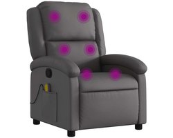 vidaXL - Massagestoel - echt - leer - grijs
