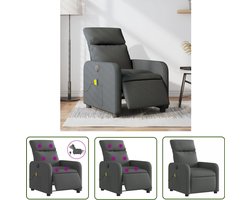 vidaXL Massagestoel Grijs - Elektrische Massagestoel - Massagestoel elektrisch verstelbaar stof donkergrijs - Lounge Stoel - Ergonomische Stoel - Voetenbank