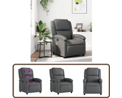 vidaXL Massagestoel Kunstleer Grijs - Verstelbaar Massagestoel - Lounge Stoel - Relaxstoel - Ergonomische Stoel - Elektrische Massage