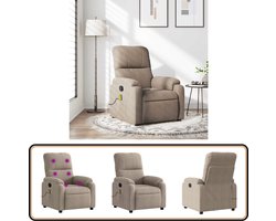 vidaXL Massagestoel - Microvezelstof - Taupe Massagestoel - Lounge Stoel - Relaxstoel - Ergonomische Stoel - Elektrische Massage