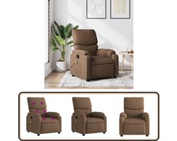 vidaXL Massagestoel - Verstelbaar - Bruin - Met Massage Massagestoel - Relaxstoel - Loungestoel - Elektrische Massage - Trillingmassage