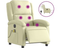 vidaXL - Massagestoel - verstelbaar - elektrisch - echt - leer - crèmekleurig