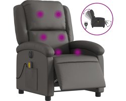 vidaXL - Massagestoel - verstelbaar - elektrisch - echt - leer - grijs