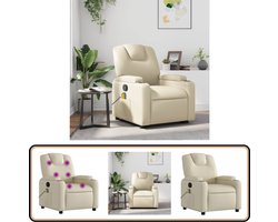 vidaXL Massagestoel - Verstelbaar - Kunstleer - Crème Massagestoel - Lounge Stoel - Relaxstoel - Ergonomische Stoel - Elektrische Massage