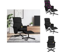 vidaXL - Massagestoel - verstelbaar - met - voetenbank - stof - zwart