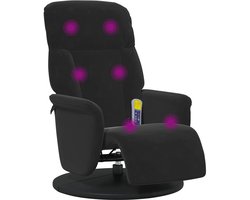 vidaXL - Massagestoel - verstelbaar - met - voetensteun - fluweel - zwart
