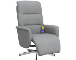 vidaXL - Massagestoel - verstelbaar - met - voetensteun - stof - lichtgrijs