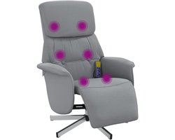 vidaXL - Massagestoel - verstelbaar - met - voetensteun - stof - lichtgrijs