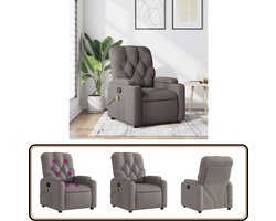 vidaXL Massagestoel - Verstelbaar - Stof - Taupe Massagestoel - Lounge Stoel - Relaxstoel - Elektrische Massage - Voetenbank