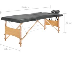 vidaXL - Massagetafel - met - 2 - zones - 186x68 - cm - houten - frame - antraciet