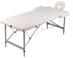 vidaXL - Massagetafel - met - 2 - zones - inklapbaar - aluminium - frame - crèmewit