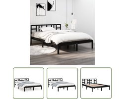 vidaXL Massief Grenenhout Bed - Houten Bedframe - Bedframe massief hout zwart 200x200 cm - Zwezerig Bed - Slaapcomfort - Modern Bed