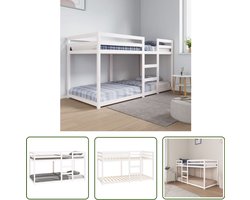 vidaXL Massief Grenenhout - Stapelbed - Stapelbed massief grenenhout wit 90x200 cm - Houten Bed - Kinderbed - Tweepersoonsbed