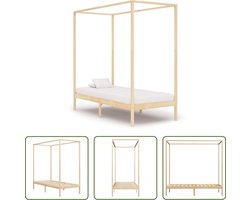 vidaXL Massief Hout Bed - Hemelbed - Hemelbedframe massief grenenhout 100x200 cm - Grenenhout Bed - Tweepersoons Bed - Bed Frame