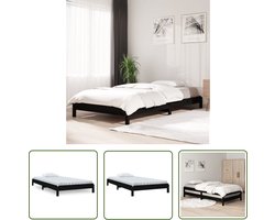 vidaXL Massief Hout Bed - Stapelbaar Bed - Bed stapelbaar 75x190 cm massief grenenhout zwart - Grenenhout Bed - Zwarte Bed Frame - Enkelpersoons Bed