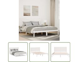 vidaXL Massief Hout - Bedframe - Bedframe extra lang zonder matras massief hout wit 160x220 cm - Wit - Extra Lang - Slaapkamer