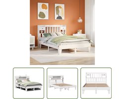 vidaXL Massief Hout - Bedframe - Bedframe zonder matras massief grenenhout wit 140x190 cm - Grenenhout - Bedbank - Slaapkamer