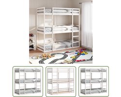 vidaXL Massief Hout - Stapelbed - Stapelbed 3-persoons massief grenenhout wit 90x190 cm - Grenenhout - Kinderkamer - Tweepersoons Bed