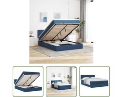 vidaXL Matras - Bed - Bed met matras 140x190 cm stof blauw - Boxspring - Slaapcomfort - Opbergruimte