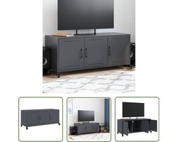 vidaXL Mediakast - Tv Meubel - Tv-meubel 100,5x39x43,5 cm staal antracietkleurig - Salontafel - Zwart Metalen Tv Stand - Industrieel Design