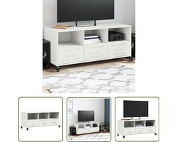 vidaXL Mediakast - Tv-meubel - Tv-meubel 100,5x39x43,5 cm staal wit - Salontafel - Staal - Wit