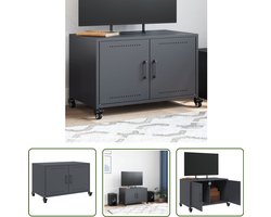 vidaXL Mediakast - Tv-meubel - Tv-meubel 68x39x43,5 cm staal antracietkleurig - Salontafel - Zwart Metalen - Industrieel Design