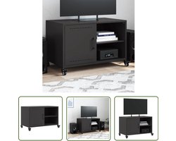 vidaXL Mediakast - Tv-meubel - Tv-meubel 68x39x43,5 cm staal zwart - Salontafel - Staal - Zwart