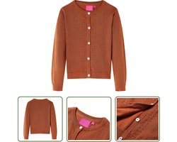 vidaXL Meisjesvest - Kindervest - Kindervest gebreid 92 cognackleurig - Jongensvest - Gebreid Vest - Winterjasje