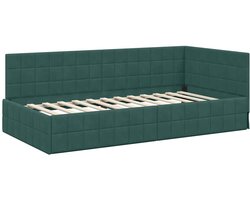 vidaXL - met - hoofdeinde - Donkergroen - 90 - x - 200 - cm - Fluweel