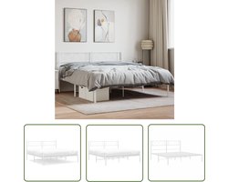 vidaXL Metal Bed Frame - Vintage Bed Frame - Bedframe met hoofdbord metaal wit 120x200 cm - Robuust Bed - Bed Met Opbergruimte - Enkelpersoonsbed