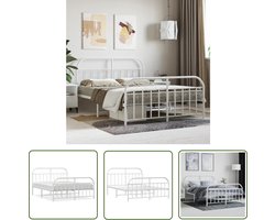 vidaXL Metalen Bedframe - Klassieke Bed Frame - Bedframe met hoofd- en voeteneinde metaal wit 140x200 cm - Wit Bedframe - Bedframe 140x200 - Bedframe Met Opbergruimte